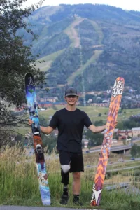 David Schlicht poses with skis