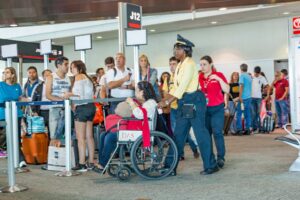 Wheelchair attendant at the airport.