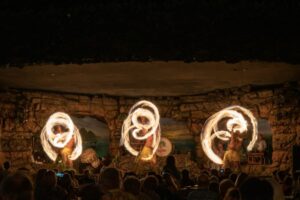 Fire show at Luau night in Maui